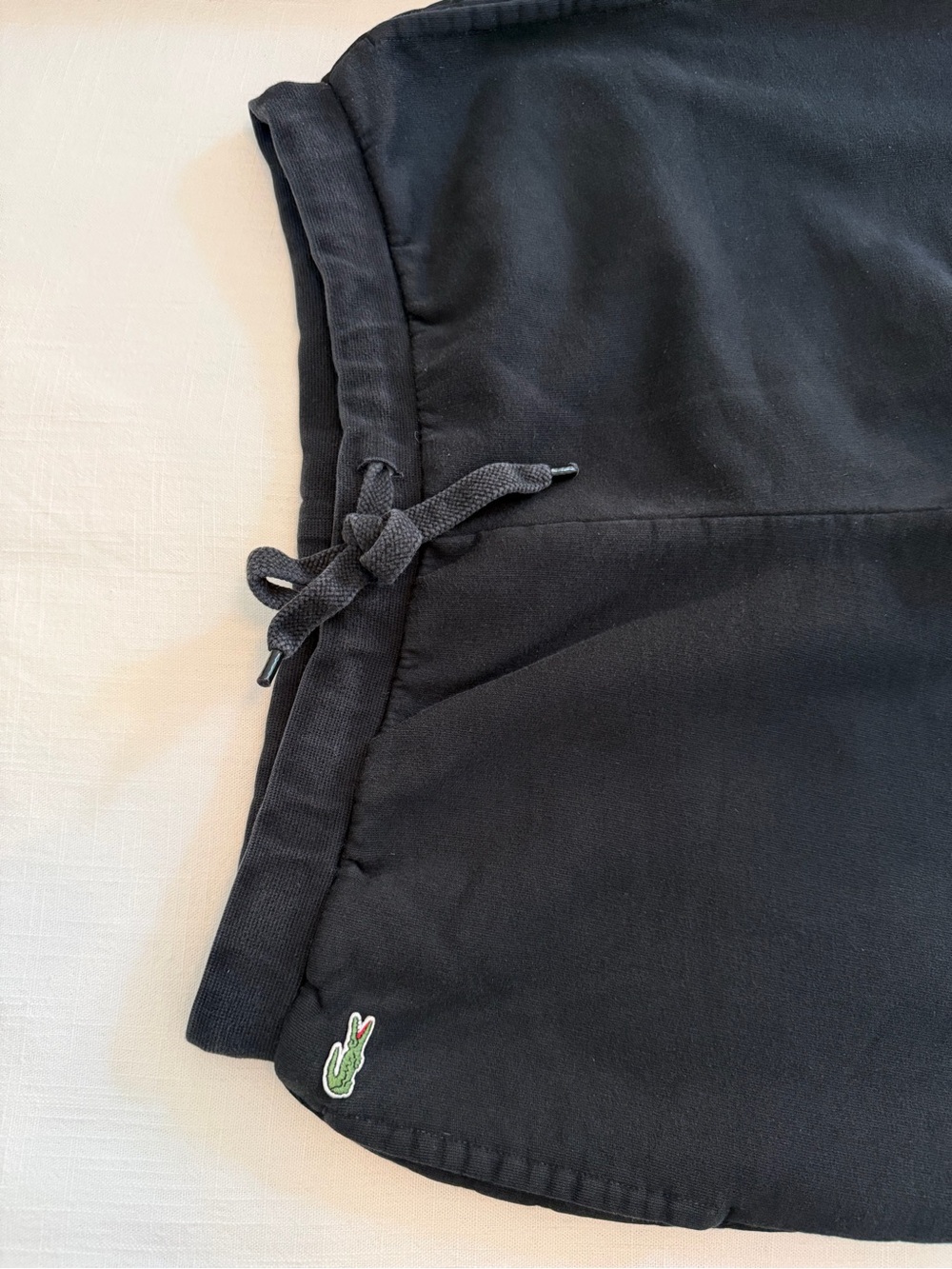 Lacoste Black Sweatpants Joggers with Green Crocodile Logo